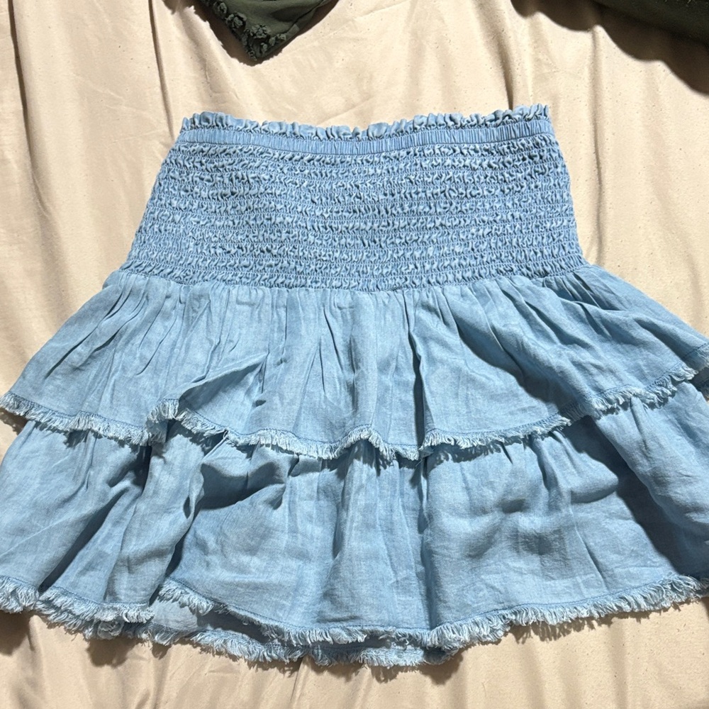 Aerie Light Blue Tiered A-Line Skirt